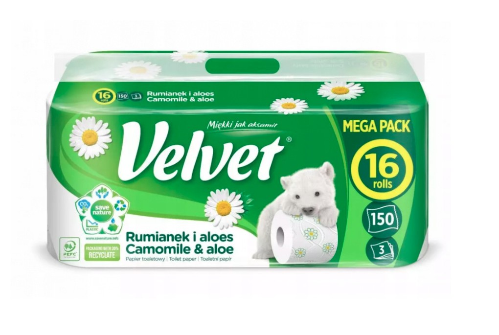 Papier toaletowy Velvet Rumianek & Aloes (16) 3W